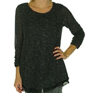 ALFANI Pointed Chiffon Hem Textured Sweater Top